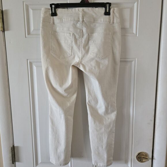 d.jeans Womens Off White Denim Stretchy Capris Sz 6 Mid Rise Triple Button Jeans - Picture 5 of 6